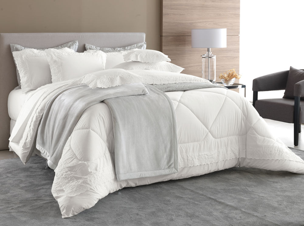 Edredom King Trussardi 200 Fios Percal 100 Algodao Pietra Branco
