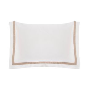 Fronha Trussardi 300 fios Cetim 100% Algodão Egípcio Vercelli Branco e Nocciola