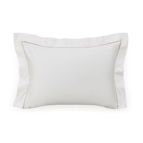 Fronha Trussardi 300 Fios Cetim 100% Algodão Egípcio Portello Branco/Legno