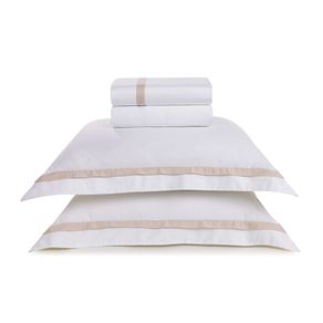 Jogo de Cama Queen 300 Fios Algodão Egípcio Vercelli Branco/Rose