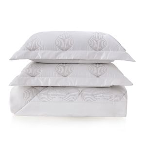 Colcha com Porta Travesseiros Queen Algodão Egípcio Piume Branco/Legno