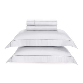 Jogo de Cama Casal 300 fios 100% Bambu Girelli Branco/Platino
