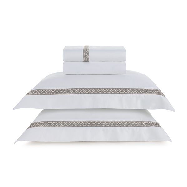Jogo de Cama King 300 Fios Morelli Branco/Marrone