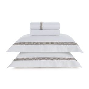 Jogo de Cama King 300 Fios Morelli Branco/Marrone