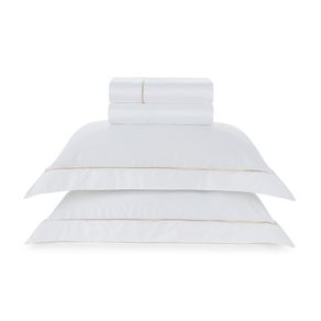 Jogo de Cama King 600 Fios Dominicani Branco/Nocciola