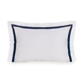 Fronha avulsa 300 Fios Vercelli Branco/Azul Siciliano