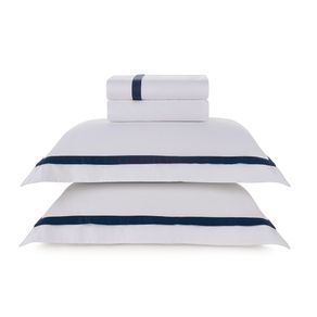 Jogo de Cama King 300 Fios Vercelli Branco/Azul Siciliano
