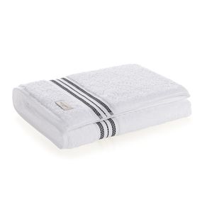 Toalha de Rosto 100% Algodão Barberine Branco/Nero