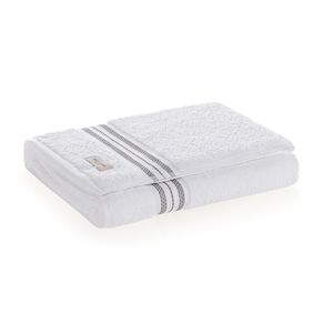 Toalha de Rosto 100% Algodão Barberine Branco/Ardósia