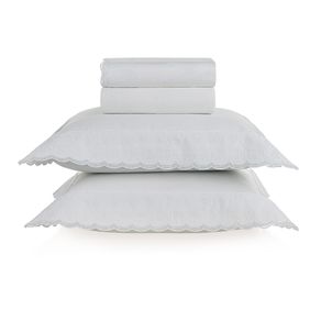 Jogo de cama King 300 fios Cetim Gaius Branco