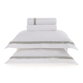 Jogo de cama King 300 fios Cetim Vercelli Branco/Nebbia
