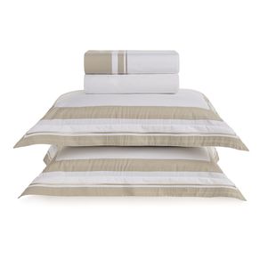 Jogo de cama King 200 fios Percal San Lorenzo Branco/Grigio