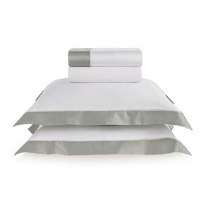 Jogo de cama Queen 600 fios Cetim Pariolli Branco/Platino