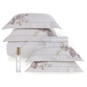 Kit Cama Completa Queen 300 Fios Cetim Trastevere e Spray Relaxante Lavanda