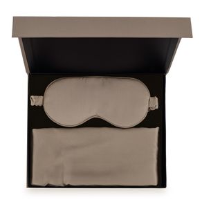 Kit Fronha e Tapa Olho em Cetim de Bambu Sonata Nocciola
