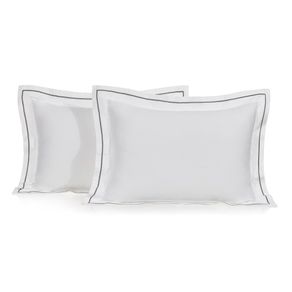 Jogo de Fronhas 400 Fios Cetim Bravelli Branco/Chumbo
